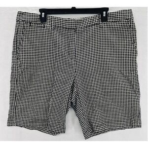 Lands End Womens Size 18 Mid Rise Black‎ White Grid Shorts Inseam" 10 Resort